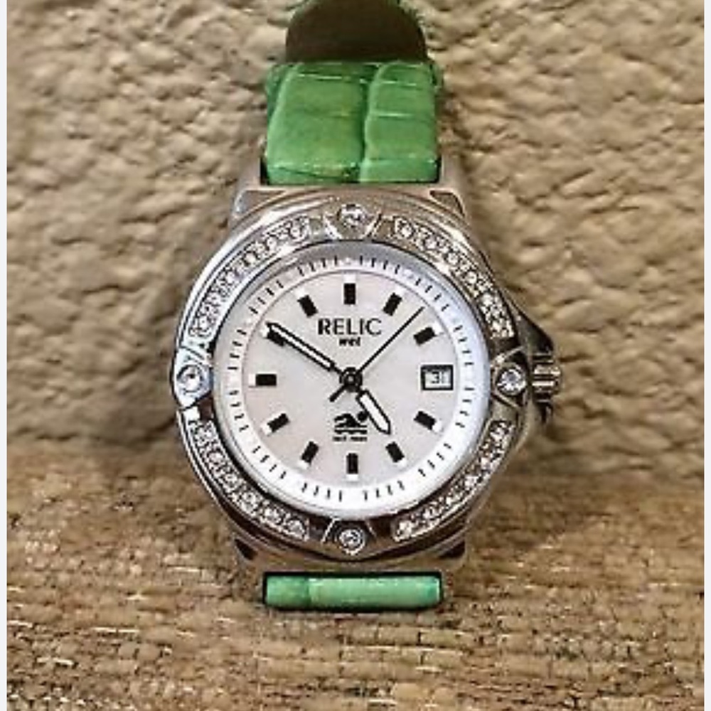 Relic By Wet Fossil Crystal Accent With Green Gen… - image 1